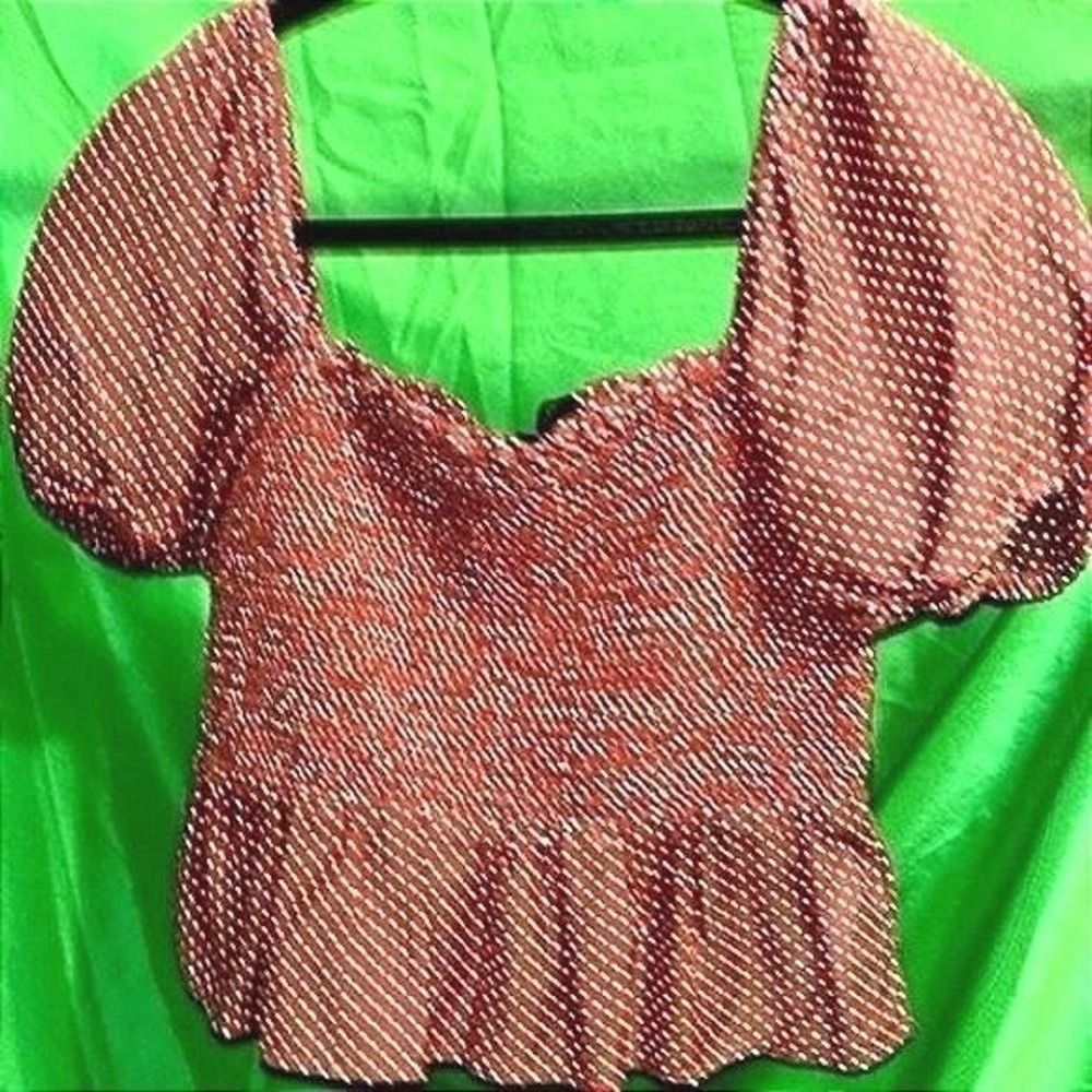 J.Crew Re-Imagined Smocked Puff‎ Sleeve Peplum Top Mauve Polka Dot S 2022